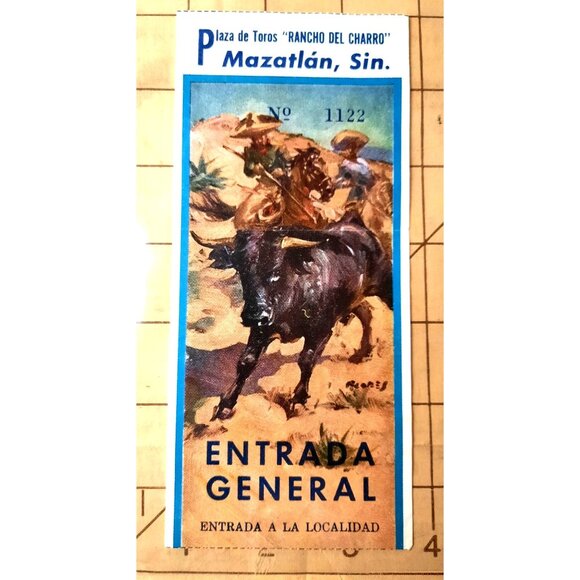 Vintage Ticket Stub Mexican Bullfight Plaza del Toros Rancho Del Charro Mazatlan - Picture 1 of 2